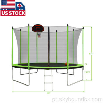 Garden de entrega nos EUA trampolim de 10 pés com argola de basquete